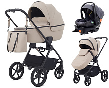 Детская коляска Rant Teo Soft 4 в 1 с автокреслом Carry Pro Graphite и базой Beige