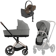Коляска Cybex Priam IV Rosegold complete Cloud T Coconut Brown Plus Base T 4 в 1 Mirage Grey
