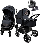 Детская коляска AmaroBaby Motus V2 4 в 1 с автокреслом Rant Miro Olive и базой серый