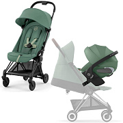 Коляска Cybex Coya Matt Black Frame Cloud T i-Size Leaf Green Plus Leaf Green с дождевиком и бампером