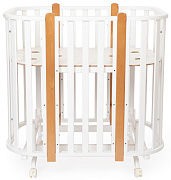 Кроватка-трансформер Vikalex Сканди маятник на колёсах белый/бук