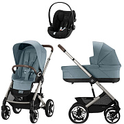 Коляска Cybex Talos S Lux TPE complete Cloud G Moon Black 3 в 1 Stormy Blue с дождевиками