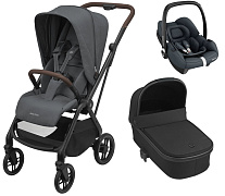 Детская коляска Maxi-Cosi Leona²  Oria 3 в 1 с автокреслом CabrioFix Essential graphite 1204204110 Twillic Graphite/1507672111 Essential Black