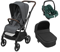 Детская коляска Maxi-Cosi Leona²  Oria 3 в 1 с автокреслом CabrioFix Essential green 1204204110 Twillic Graphite/1507672111 Essential Black