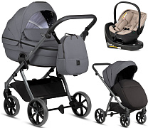 Детская коляска Tutis Uno 6 Plus Essential collection 4 в 1 с автокреслом Beno Beige и базой 1602169 Antracite с сумкой