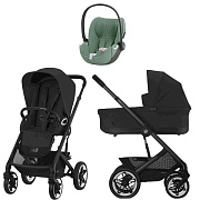 Коляска Cybex Talos S Lux BLK complete Cloud T Leaf Green Plus 3 в 1 Moon Black с дождевиками