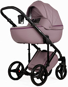 Детская коляска Adamex Luciano Deluxe 3 в 1 Q115-С (СИРЕНЬ ПУДРА 100% КОЖА+ЧЕРНАЯ РАМА)