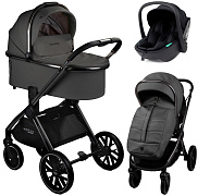 Детская коляска AmaroBaby Motus Premium Ecco 3 в 1 с автокреслом Rant Miro Black серый
