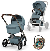Коляска Cybex Balios S Lux Fold Cot TPE Cloud T One Love 3 в 1 Stormy Blue с дождевиками