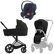 Коляска 3 в 1 Cybex Priam IV Matt Black complete и автокресло Aton B2 i-Size Bay Blue Sepia Black