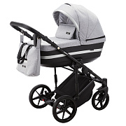 Детская коляска Adamex Rimini 2 в 1 RI32B LUX (СЕР.ЖАККАРД+ЧЕРН.КОЖА+СЕРЕБР.ОТДЕЛКА)