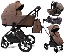 Детская коляска Peppy Soho 4 в 1 с автокреслом Verona Brown и базой Cappuccino (капучино) рама шоколад