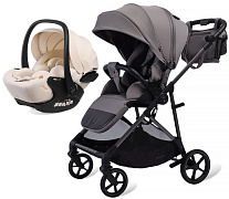 Прогулочная коляска Peppy Amici с автокреслом Verona Beige Grey серый, рама серая