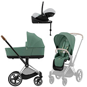 Коляска Cybex Priam IV Chrome Brown complete Cloud G Fog Grey Base G 3 в 1 Leaf Green