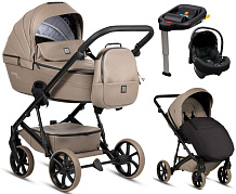 Детская коляска Tutis Viva 6 Plus Leather 4 в 1 с автокреслом Elo Lux EduSky Black и базой 1612149 Cappuccino