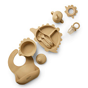 Набор посуды для кормления UNIX Kids Дино Dino 9 предметов бежевый