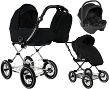 Детская коляска Roan Bass Next Classic d12 2.0 3 в 1 с автокреслом Pituso Baesa Pro Black BNC/85/2 Caviar/Black/руч.Cappuccino