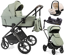 Детская коляска Peppy Soho 4 в 1 с автокреслом Verona Beige и базой Oregano (орегано), рама серо-бежевый