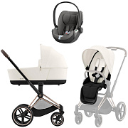 Коляска 3 в 1 Cybex Priam IV Rosegold complete и автокресло Cloud T i-Size Mirage Grey Off White
