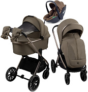 Детская коляска AmaroBaby Genius 3 в 1 с автокреслом Rant Miro Moca коричневый