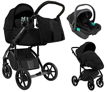 Детская коляска Roan Bass Next 2.0 3 в 1 с автокреслом Pituso Santiso Pro Black BSN/40/2 Caviar Black/Black/руч.Black