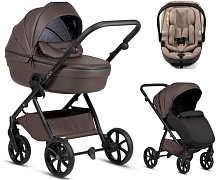 Детская коляска Tutis Uno 6 Plus Leather collection 3 в 1 с автокреслом Beno Beige 1602177 Cioccolata