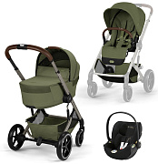 Коляска Cybex Balios S Lux Fold Cot TPE Cloud T Jeremy Scott Wings 3 в 1 Moss Green с дождевиками