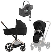Коляска Cybex Priam IV Rosegold complete Cloud T Mirage Grey Plus Base T 3 в 1 Sepia Black