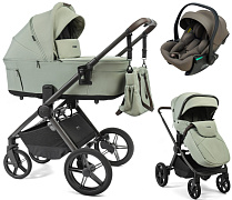 Детская коляска Peppy Soho 3 в 1 с автокреслом Jet Brown Oregano (орегано), рама серо-бежевый