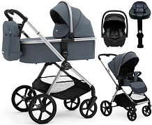 Коляска Agex Life 4 в 1 хромированная рама с автокреслом i-Safe S Black и базой ALG590 Chrome Grey (Серый)