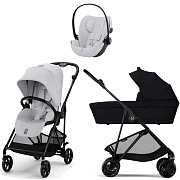 Коляска Cybex Melio Carbon Cloud G i-Size Fog Grey 3 в 1 Fog Grey/Magic Black с дождевиками