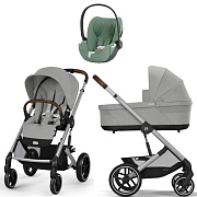 Коляска Cybex Balios S Lux SLV complete Cloud T Leaf Green Plus 3 в 1 Stone Grey с дождевиками