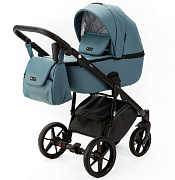 Детская коляска Adamex Nola Deluxe 3 в 1 N-SA63 (СЕРЫЙ С ГОЛУБЫМ КОЖА)
