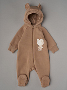 Комбинезон Little Star Мишка Малыш с отстегивающимся капюшоном футер с начесом 823015 (ЧЗ-мз) бежевый 62