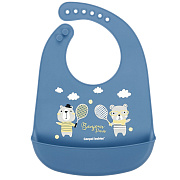 Нагрудник Canpol babies Bonjour Paris силиконовый с карманом 74/027 синий