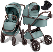 Детская коляска AmaroBaby Motus Premium Ecco Exclusive 3 в 1 с автокреслом Rant Cruise Black лагуна