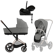 Коляска Cybex Priam IV Rosegold complete Cloud G Moon Black Plus Base G 3 в 1 Mirage Grey