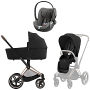 Коляска 3 в 1 Cybex Priam IV Rosegold complete и автокресло Cloud T i-Size Mirage Grey Sepia Black
