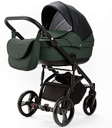 Детская коляска Adamex Lanti Deluxe 3 в 1 LN-SD41 (ЧЕРН. КОЖА + Т.ЗЕЛЕН.КОЖА)