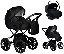 Детская коляска Indigo Mio Eco Plus 14 3 в 1 с автокреслом Avionaut Cosmo 01 черная кожа