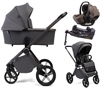 Детская коляска Peppy Monaco Plus 4 в 1 с автокреслом Verona Brown и базой Antrazit (графитовый), рама серая