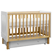 Кровать Antemi Mari 120х60 с ящиком Ник 14 б/д Белый/Дерево + НиК 16 б Белый