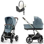 Коляска Cybex Talos S Lux TPE complete Cloud T Off White Plus Base T 4 в 1 Stormy Blue с дождевиками