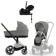 Коляска Cybex Priam IV Chrome Brown complete Cloud G3 Magic Black Base G3 4 в 1 Mirage Grey