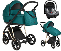 Детская коляска Roan Sol Luxury 3 в 1 с автокреслом Tutis Elo Lux EduSky Grey RSL/4045 Deep Lake/Gold