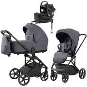 Коляска Carrello Alfa CRL-6522 2025 Ammonite AY329 Pro Absolute Black с базой Isofix 3 в 1 Fashion Grey
