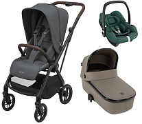 Детская коляска Maxi-Cosi Leona²  Oria 3 в 1 с автокреслом CabrioFix Essential green 1204204110 Twillic Graphite/1507470300 Luxe Twillic Truffle