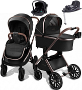 Детская коляска AmaroBaby Motus Premium Ecco Exclusive 4 в 1 с автокреслом Rant Miro Black и базой черный