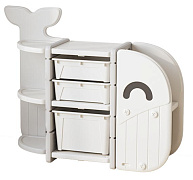 Стеллаж для игрушек UNIX Kids Whale 3 ящика White
