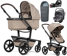 Детская коляска 4 в 1 Joolz Day 5 и автокресло Baby-Safe Core Frost Grey и база Vario Base 5Z + конверт в подарок Sandy taupe